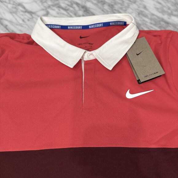 Nike Slam Dri-Fit ADV Long Sleeve Polo Tennis Shirt IB8141-696 Red Men's Large - Picture 7 of 11